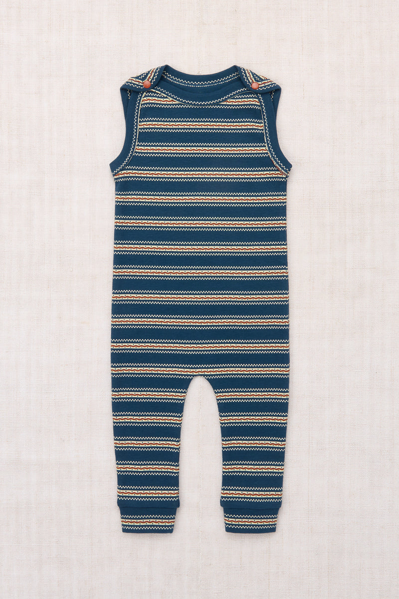 Baby Snap Overall - Marine Blue Sgraffito
