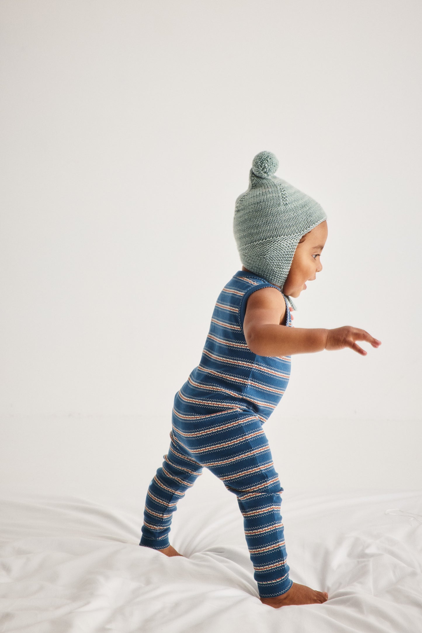 Baby Snap Overall - Marine Blue Sgraffito