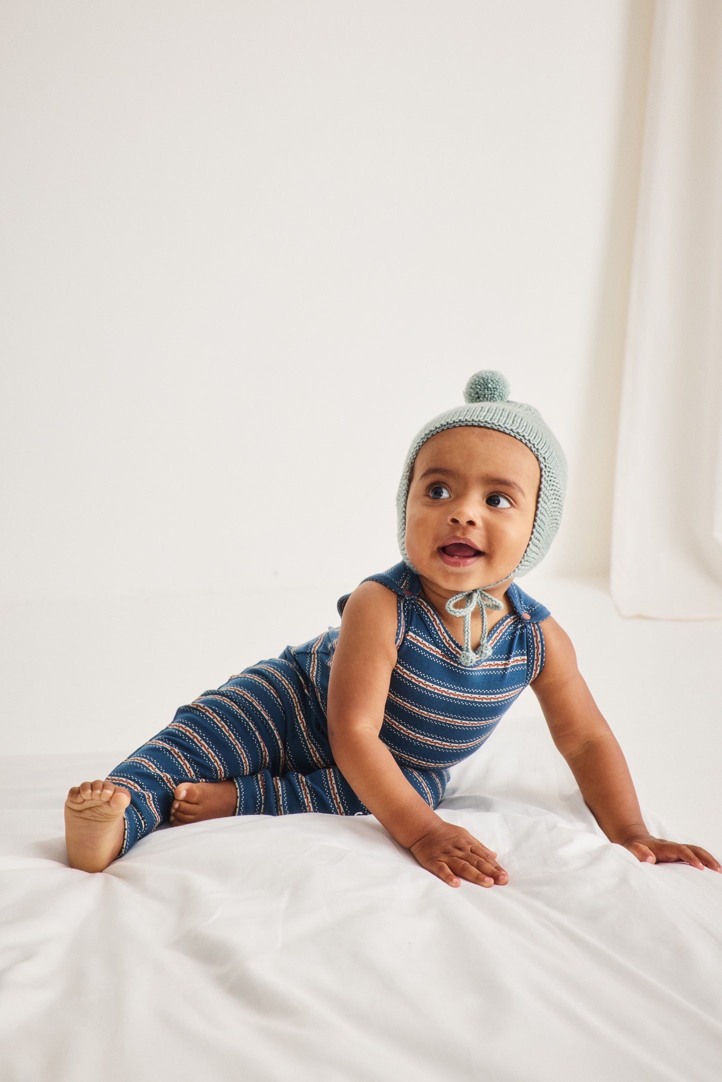 Baby Snap Overall - Marine Blue Sgraffito