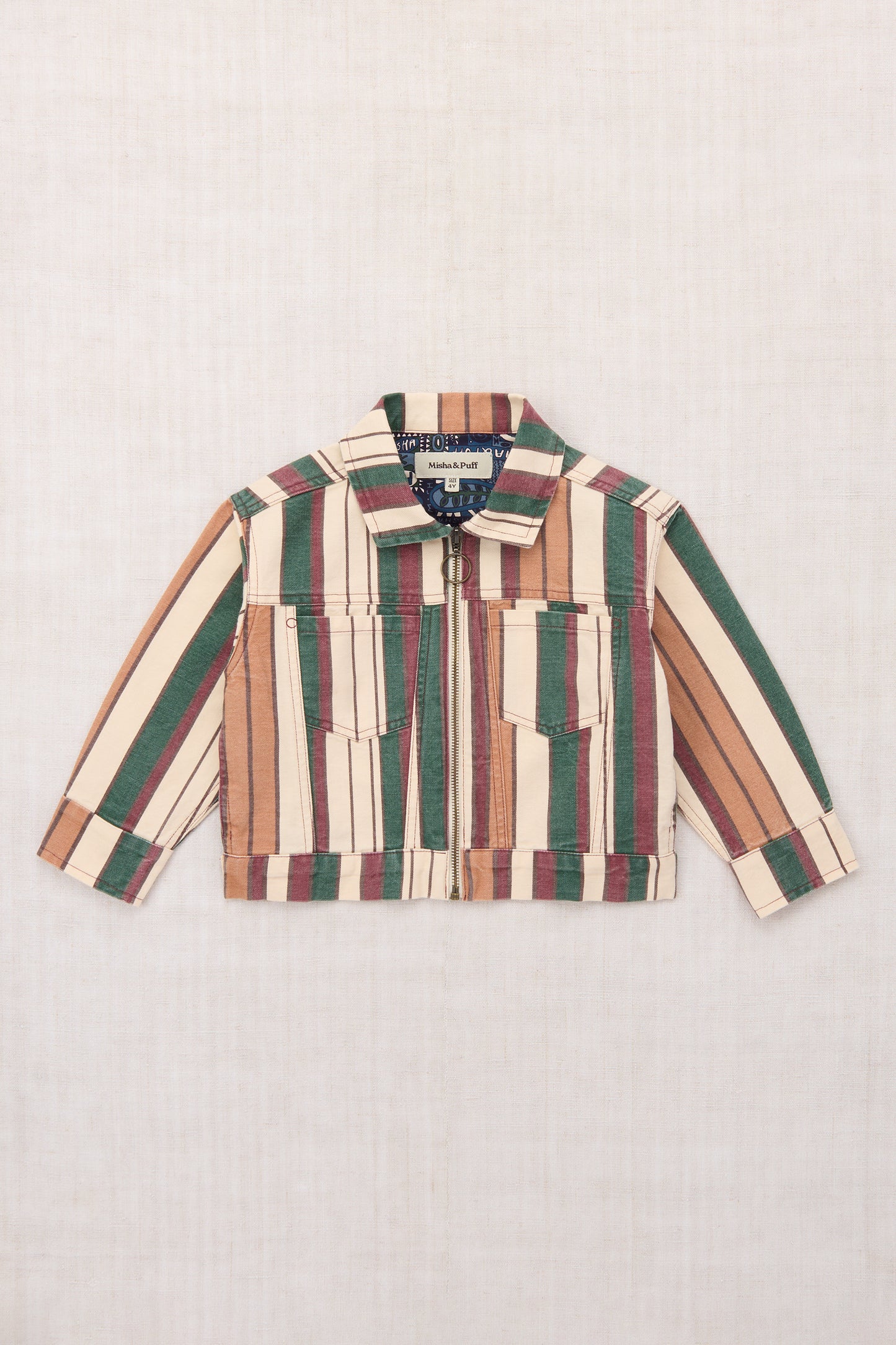 Canvas Zip Jacket - String Afterschool Stripe