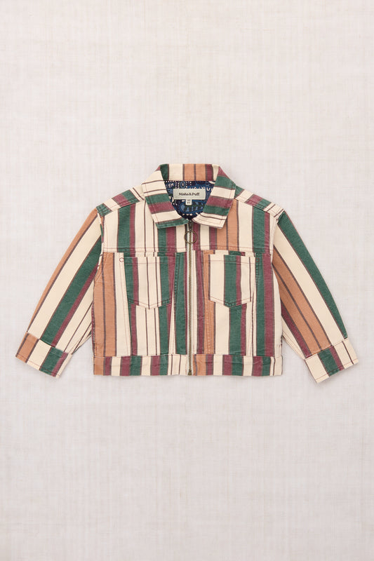 Canvas Zip Jacket - String Afterschool Stripe