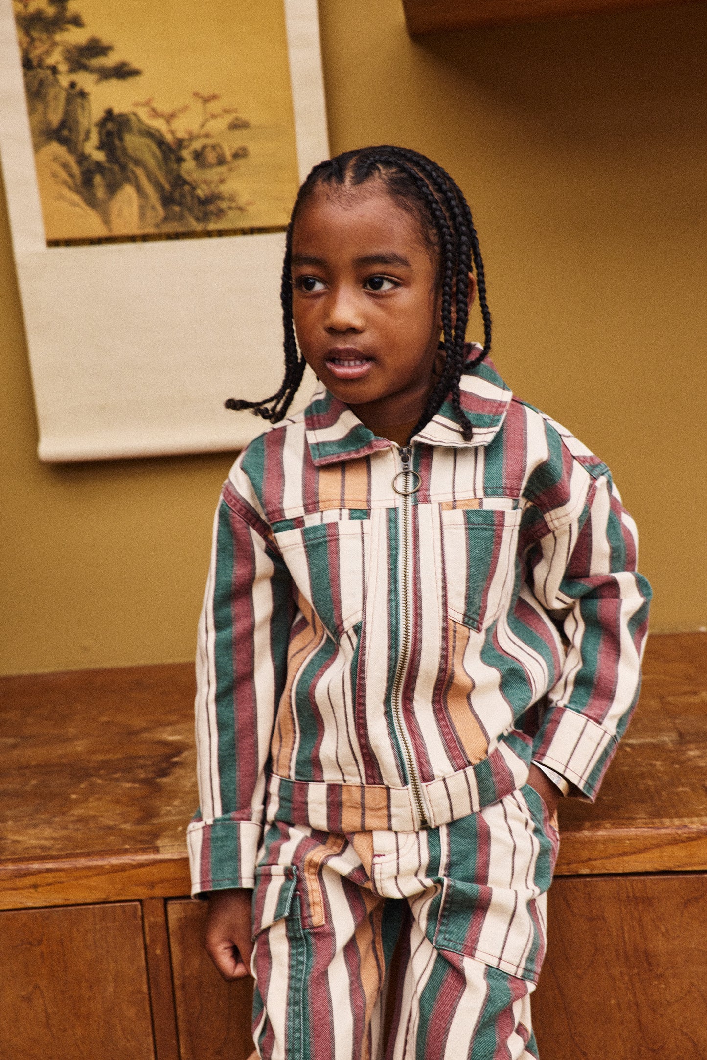 Canvas Zip Jacket - String Afterschool Stripe