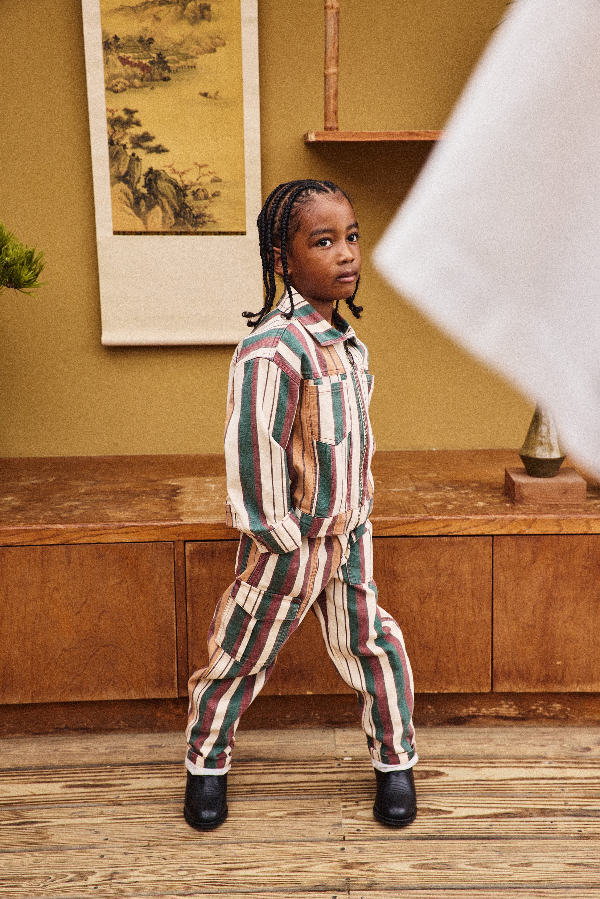 Canvas Zip Jacket - String Afterschool Stripe