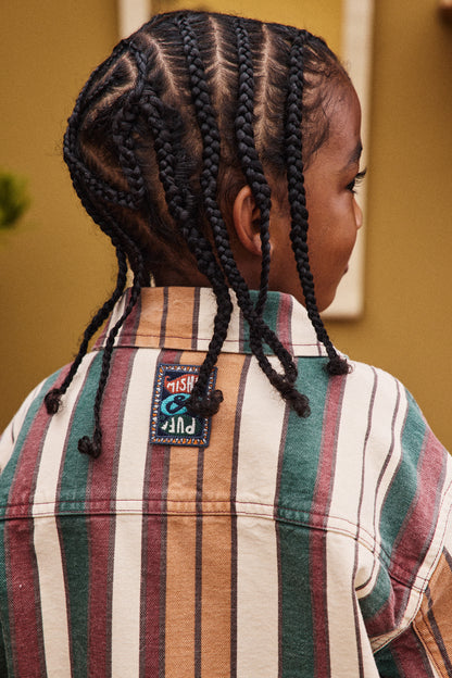 Canvas Zip Jacket - String Afterschool Stripe