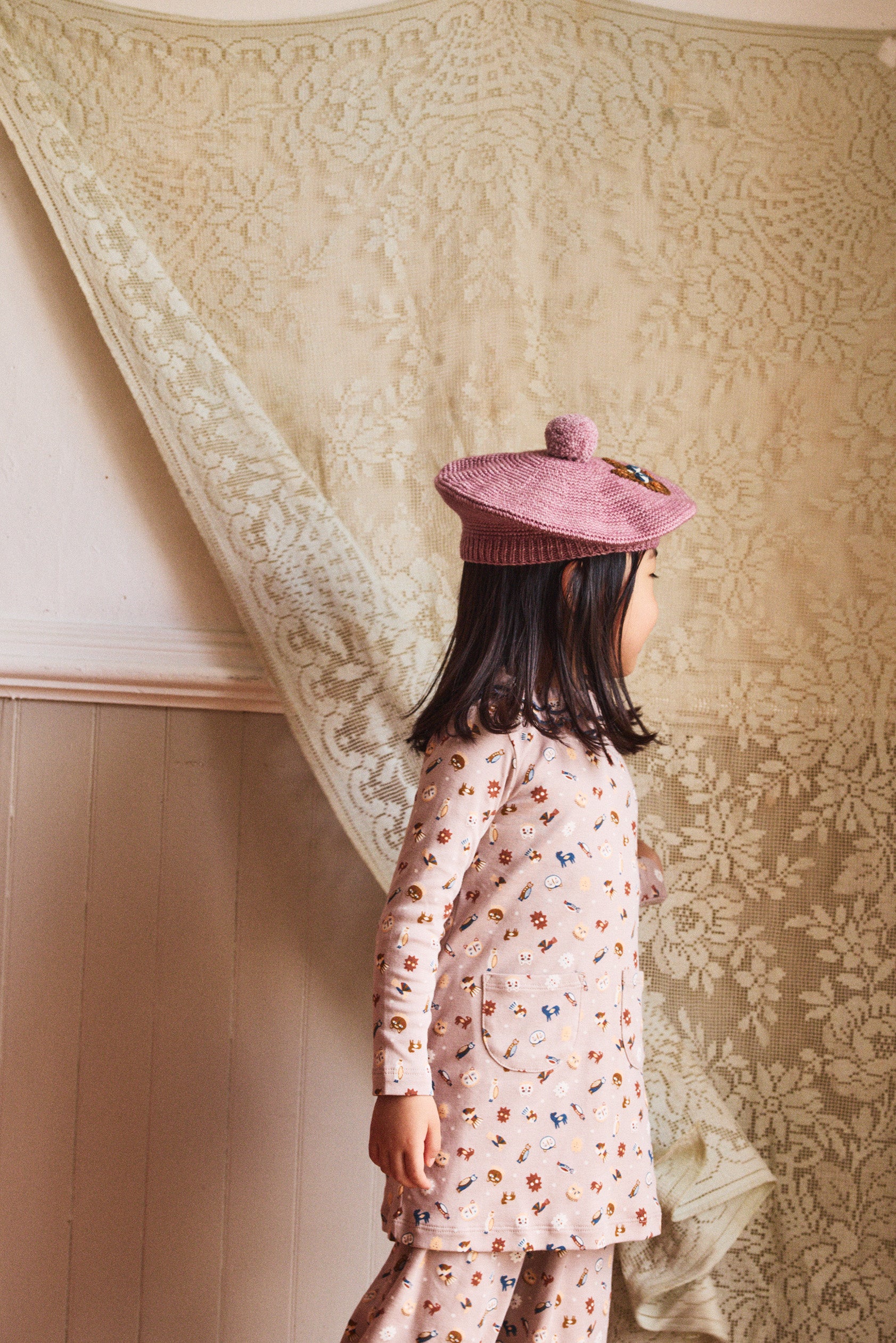 Chouette Crochet Beret - Antique Rose