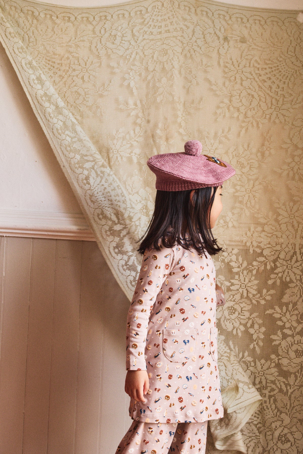 Chouette Crochet Beret - Antique Rose