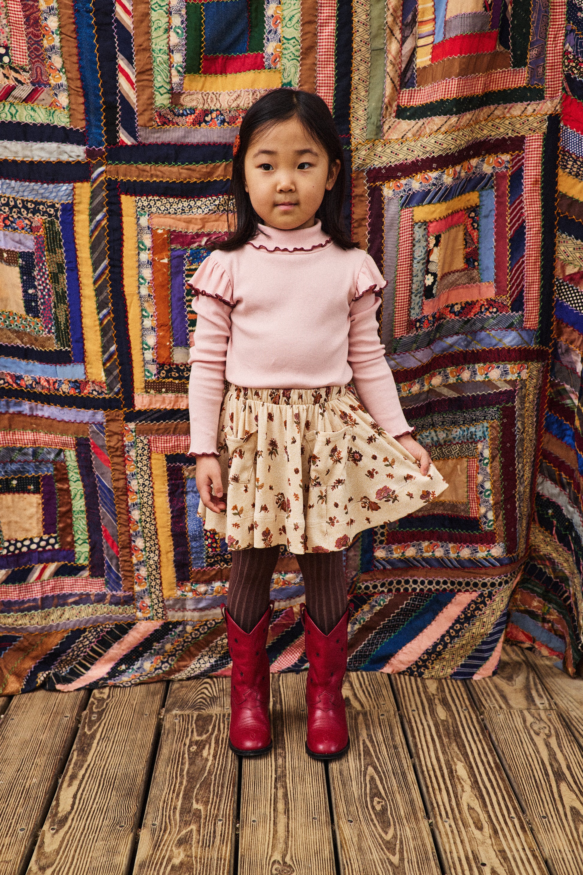 Circle Skirt - String/Antique Rose Holyoke Floral