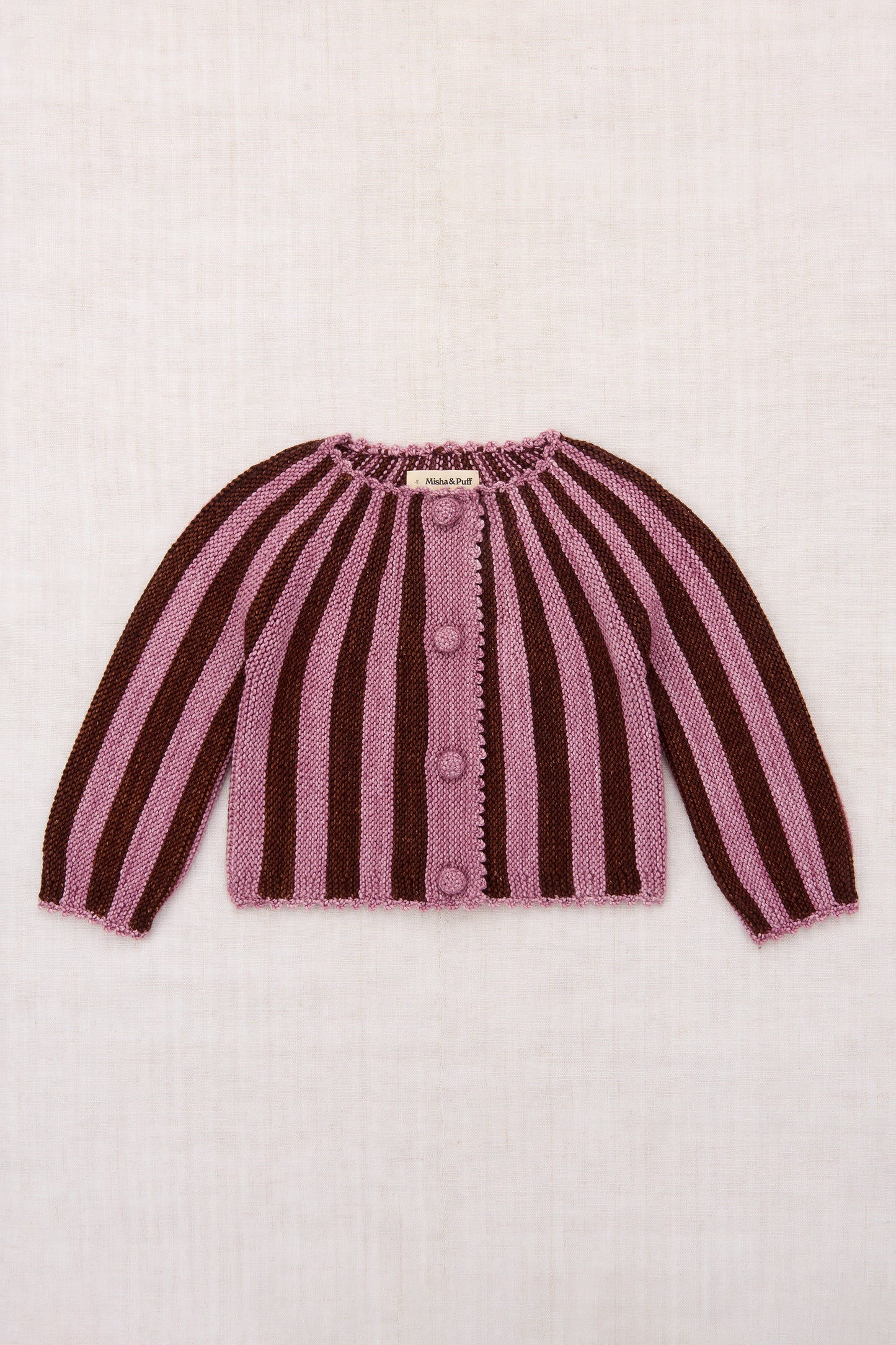 Circus Stripe Cardigan - Antique Rose