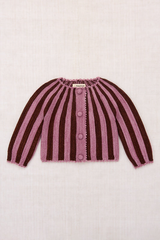 Circus Stripe Cardigan - Antique Rose