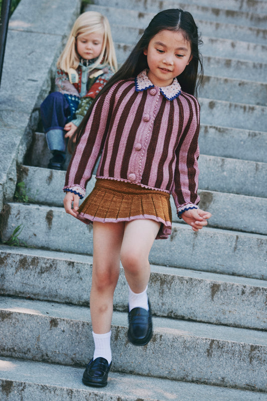 Circus Stripe Cardigan - Antique Rose