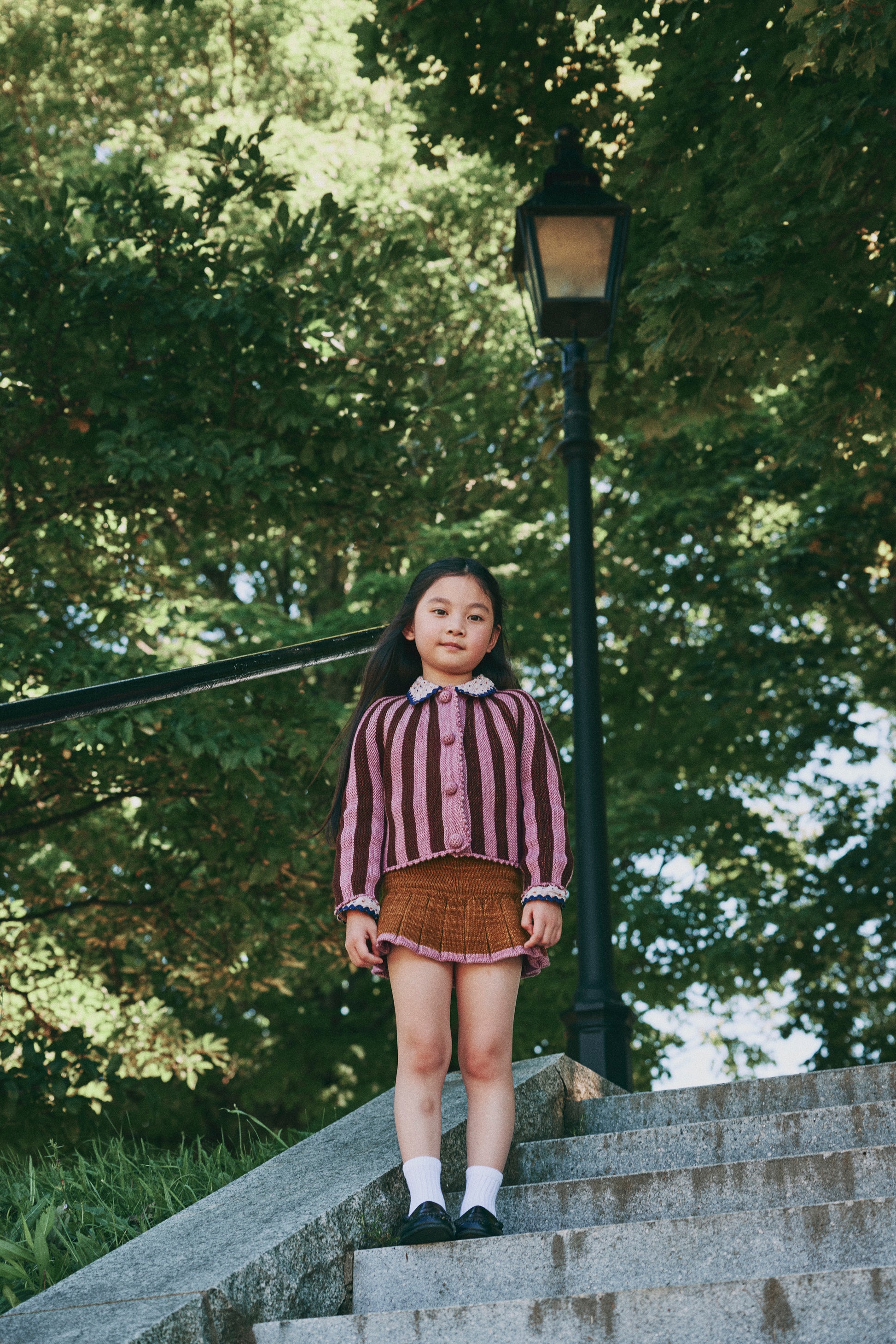 Circus Stripe Cardigan - Antique Rose