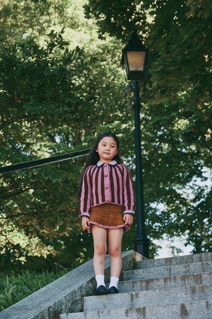 Circus Stripe Cardigan - Antique Rose