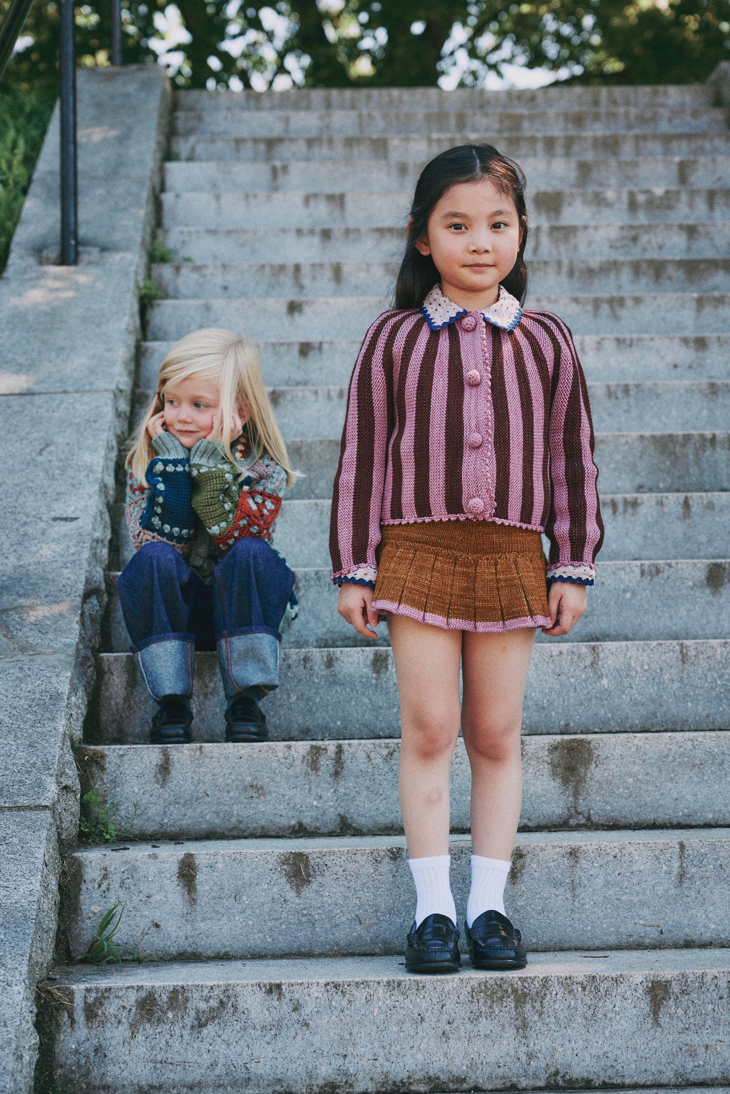 Circus Stripe Cardigan - Antique Rose