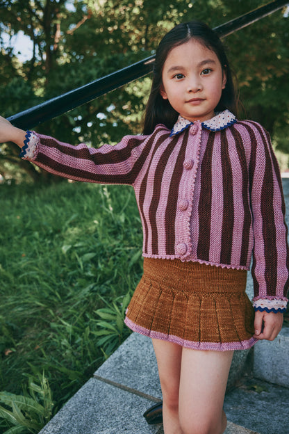 Circus Stripe Cardigan - Antique Rose