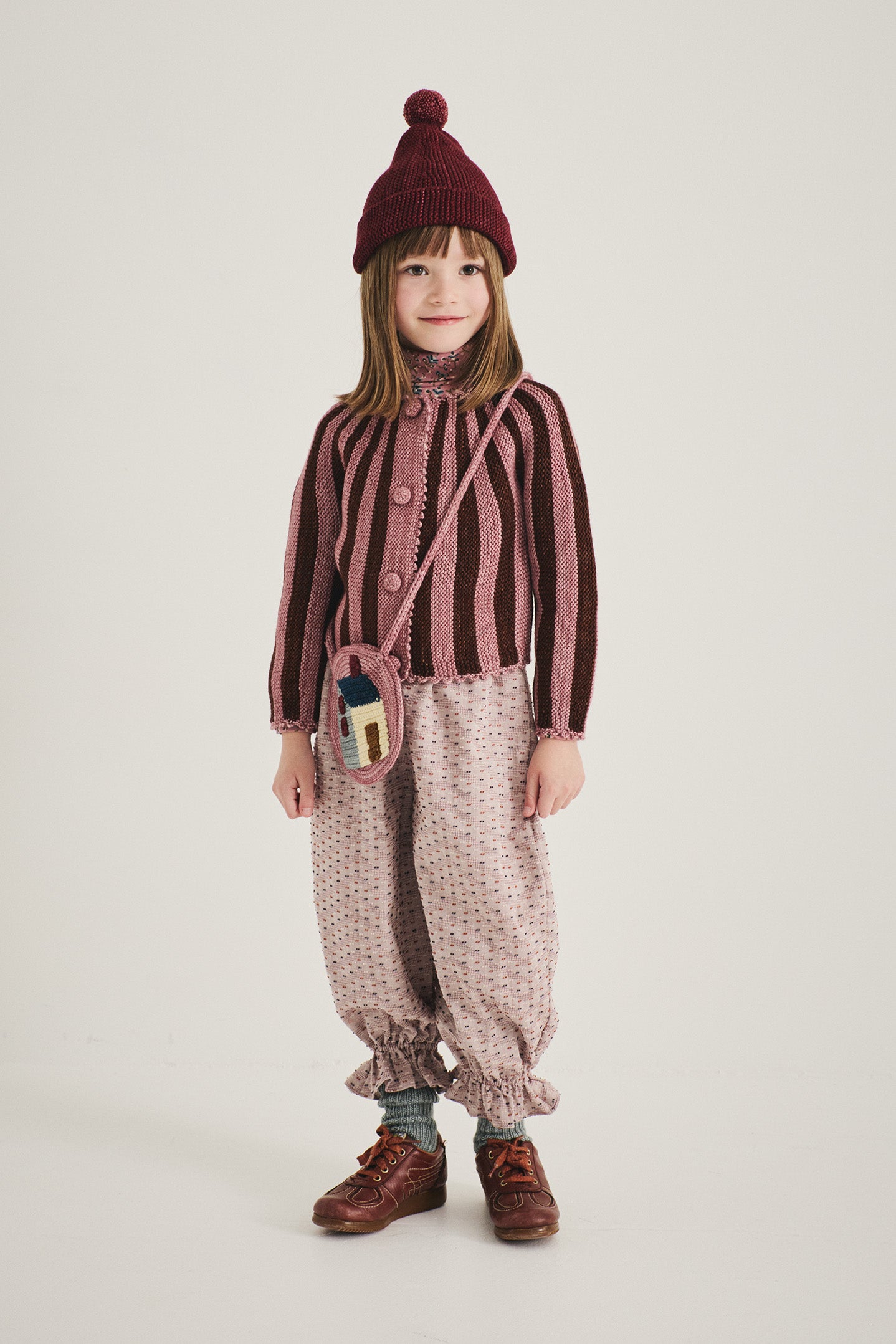 Circus Stripe Cardigan - Antique Rose