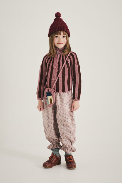 Circus Stripe Cardigan - Antique Rose