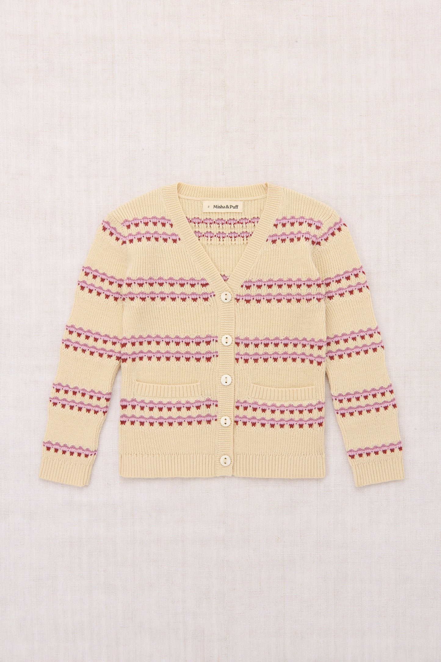Clark Cardigan - Shortbread Beaded Stripe
