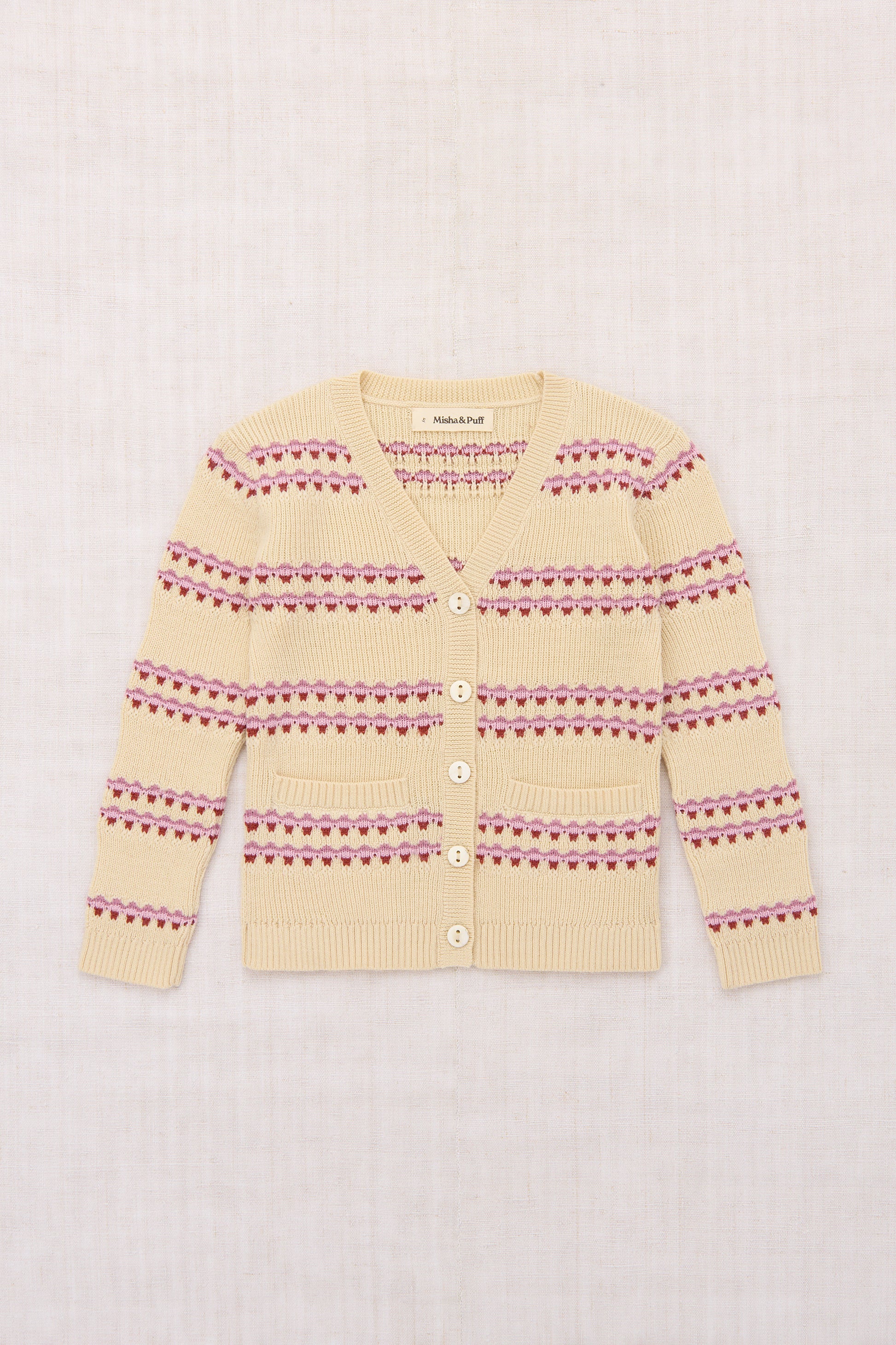 Clark Cardigan - Shortbread Beaded Stripe