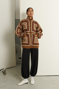 Crochet Big Square Jacket - Nutmeg