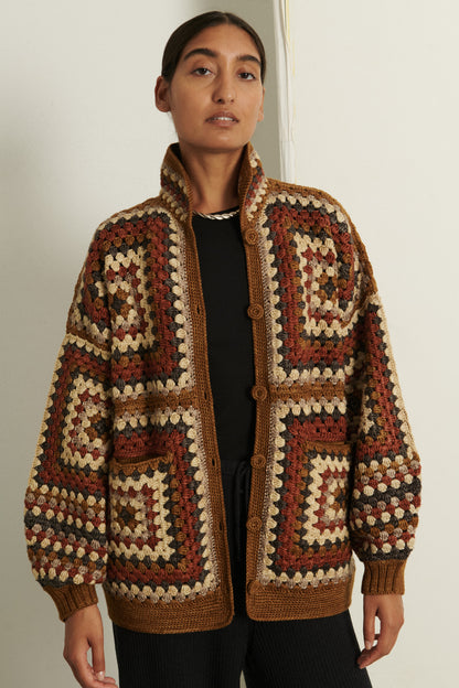 Crochet Big Square Jacket - Nutmeg