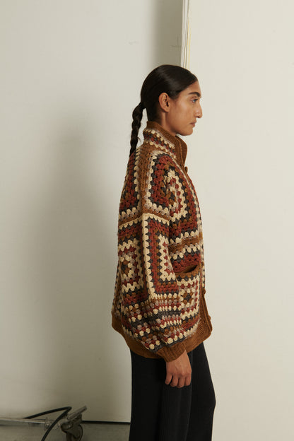 Crochet Big Square Jacket - Nutmeg