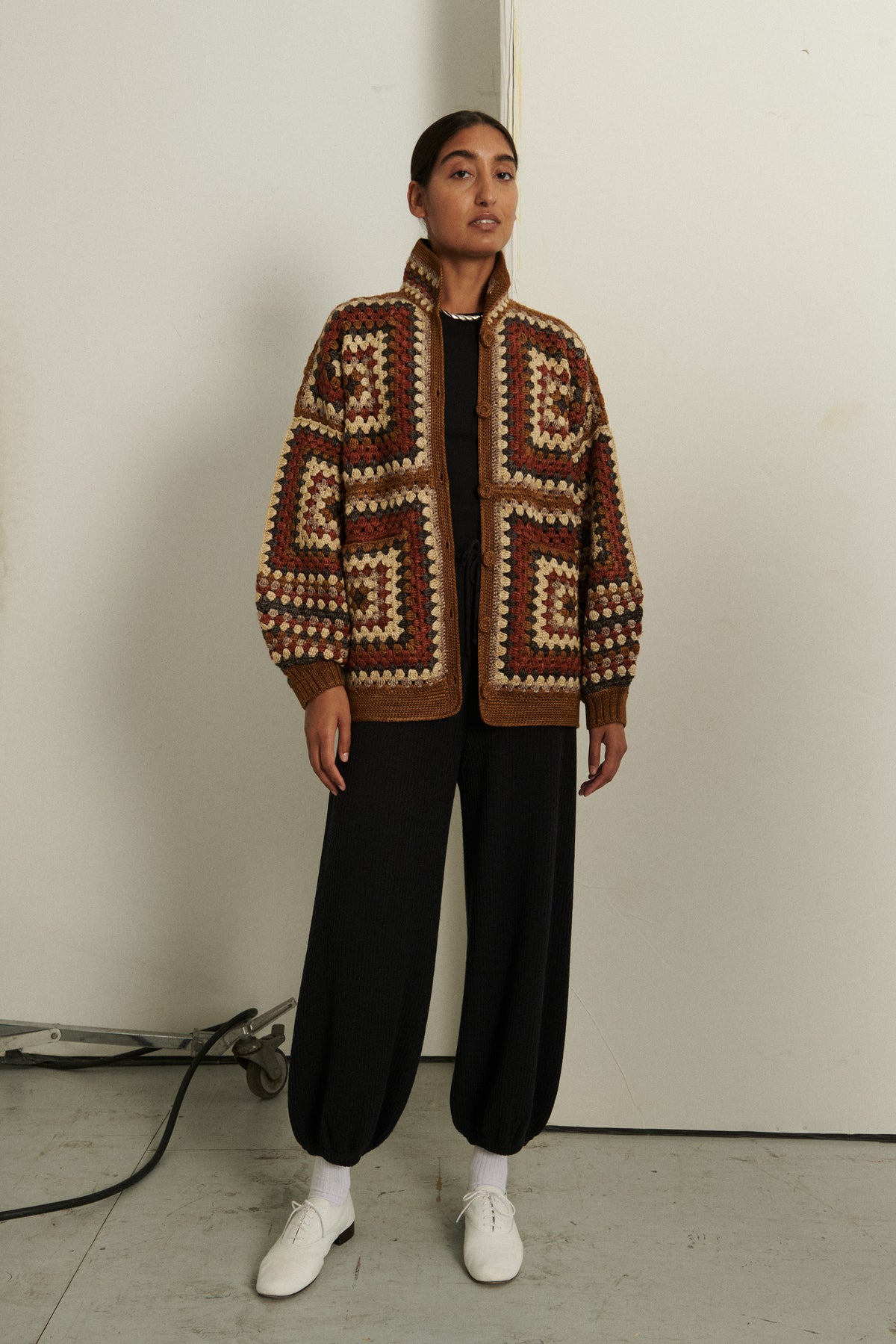 Crochet Big Square Jacket - Nutmeg