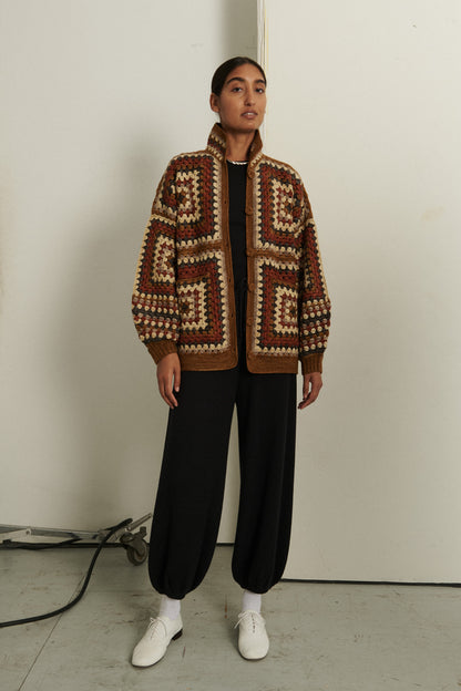 Crochet Big Square Jacket - Nutmeg