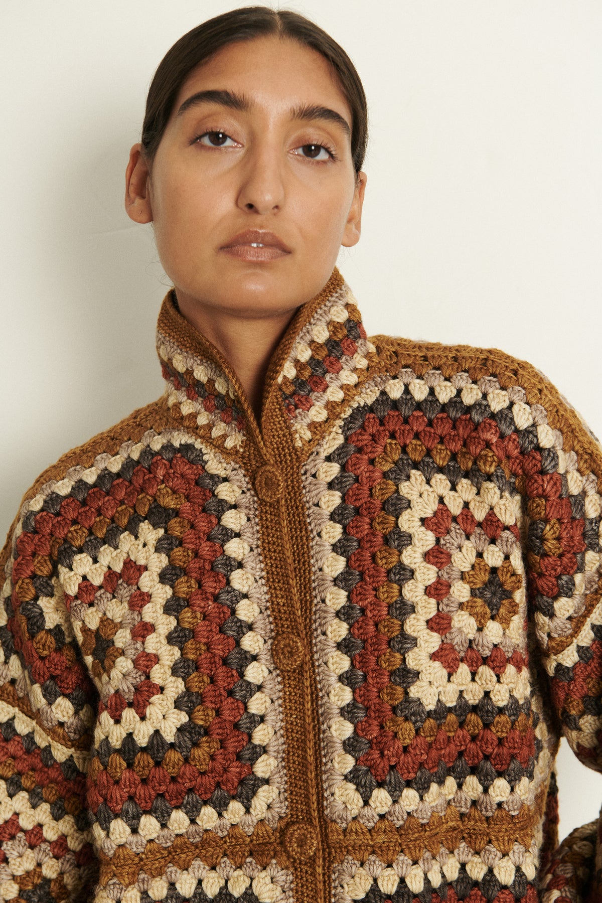 Crochet Big Square Jacket - Nutmeg