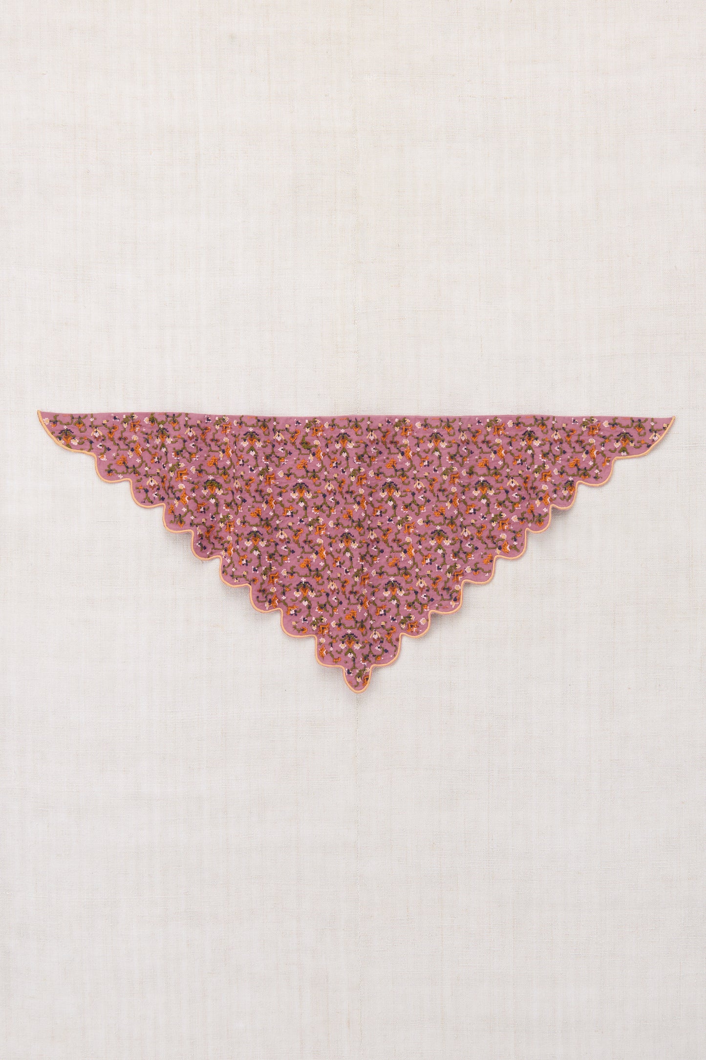 Embroidered Scallop Scarf - Antique Rose