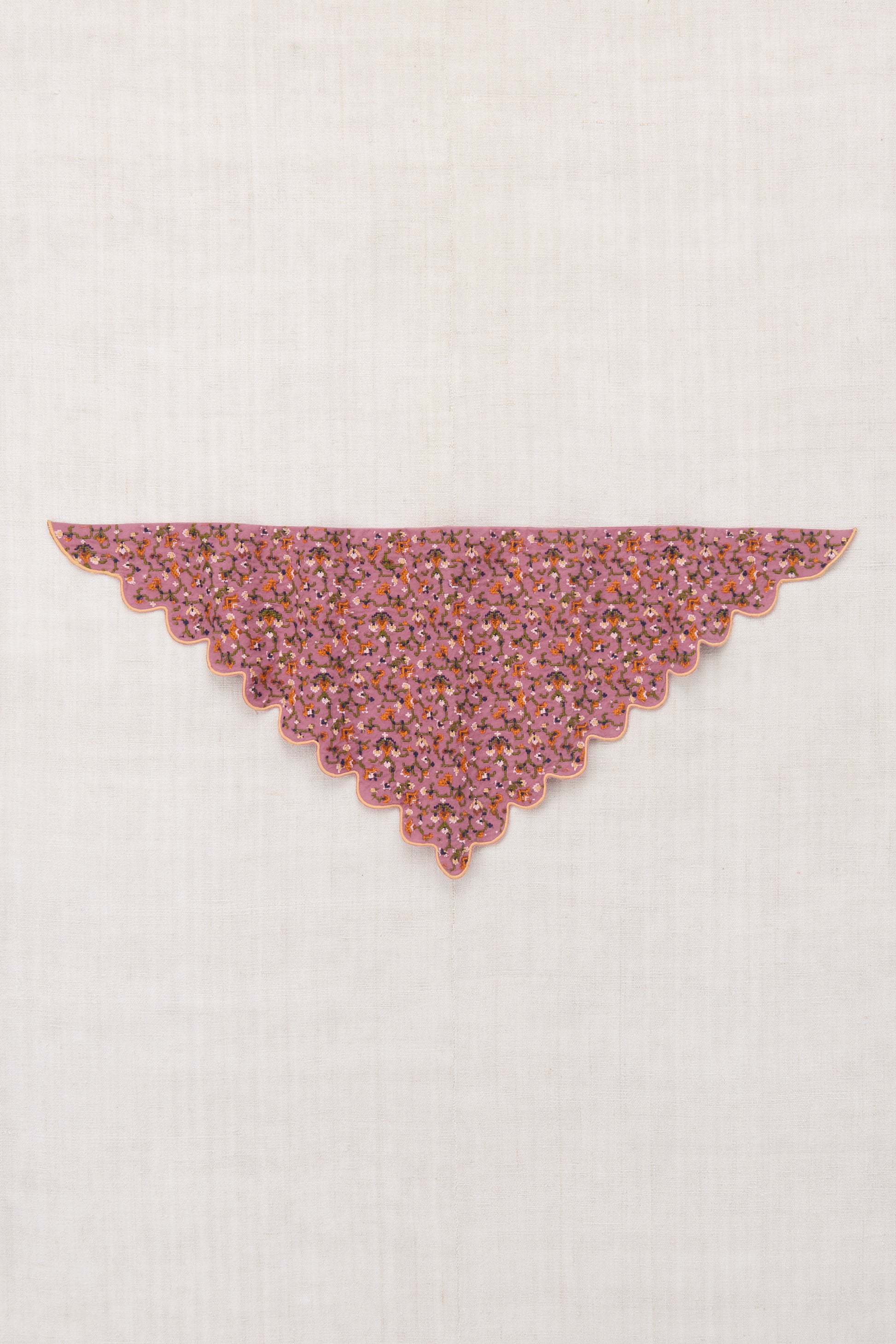 Embroidered Scallop Scarf - Antique Rose