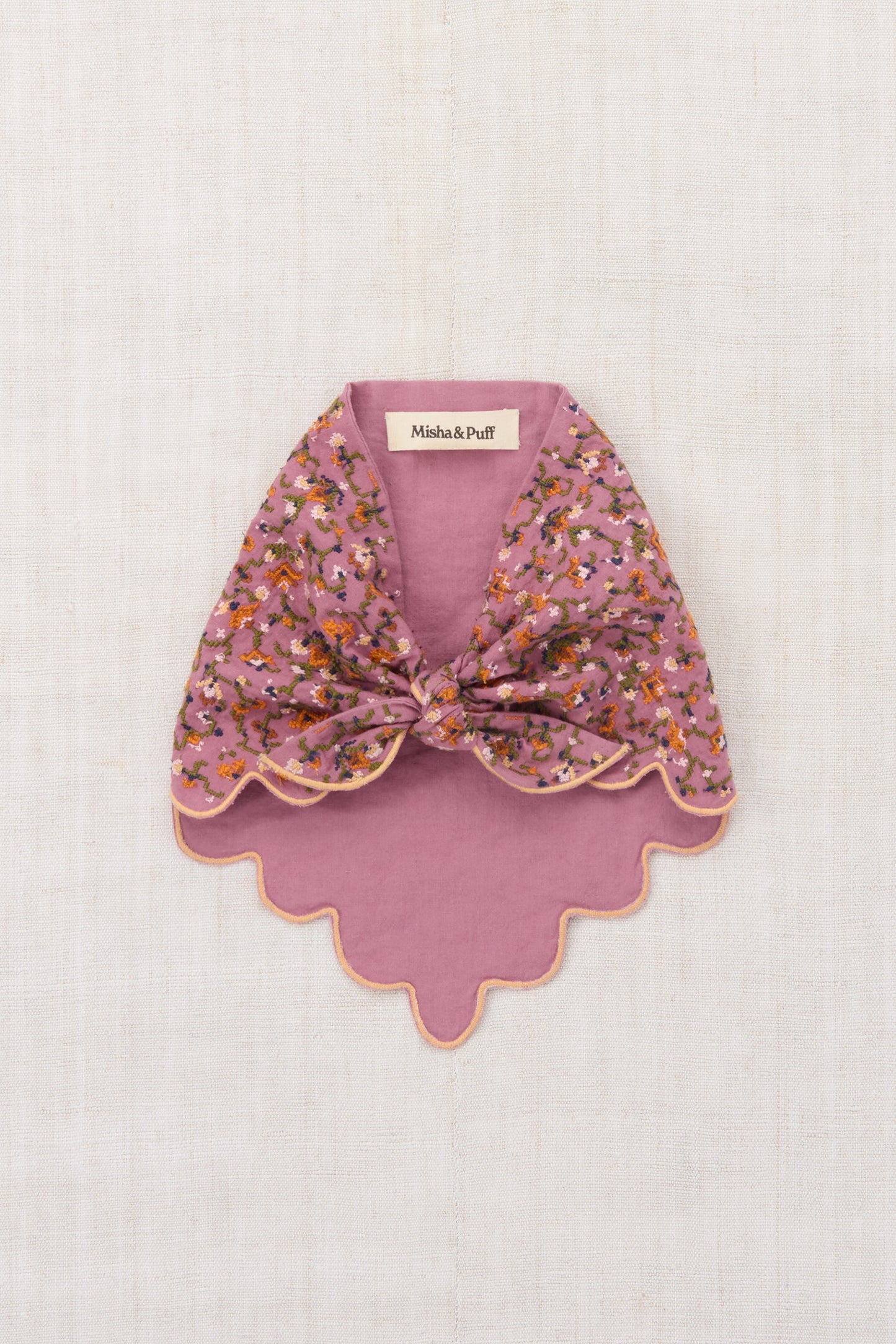 Embroidered Scallop Scarf - Antique Rose
