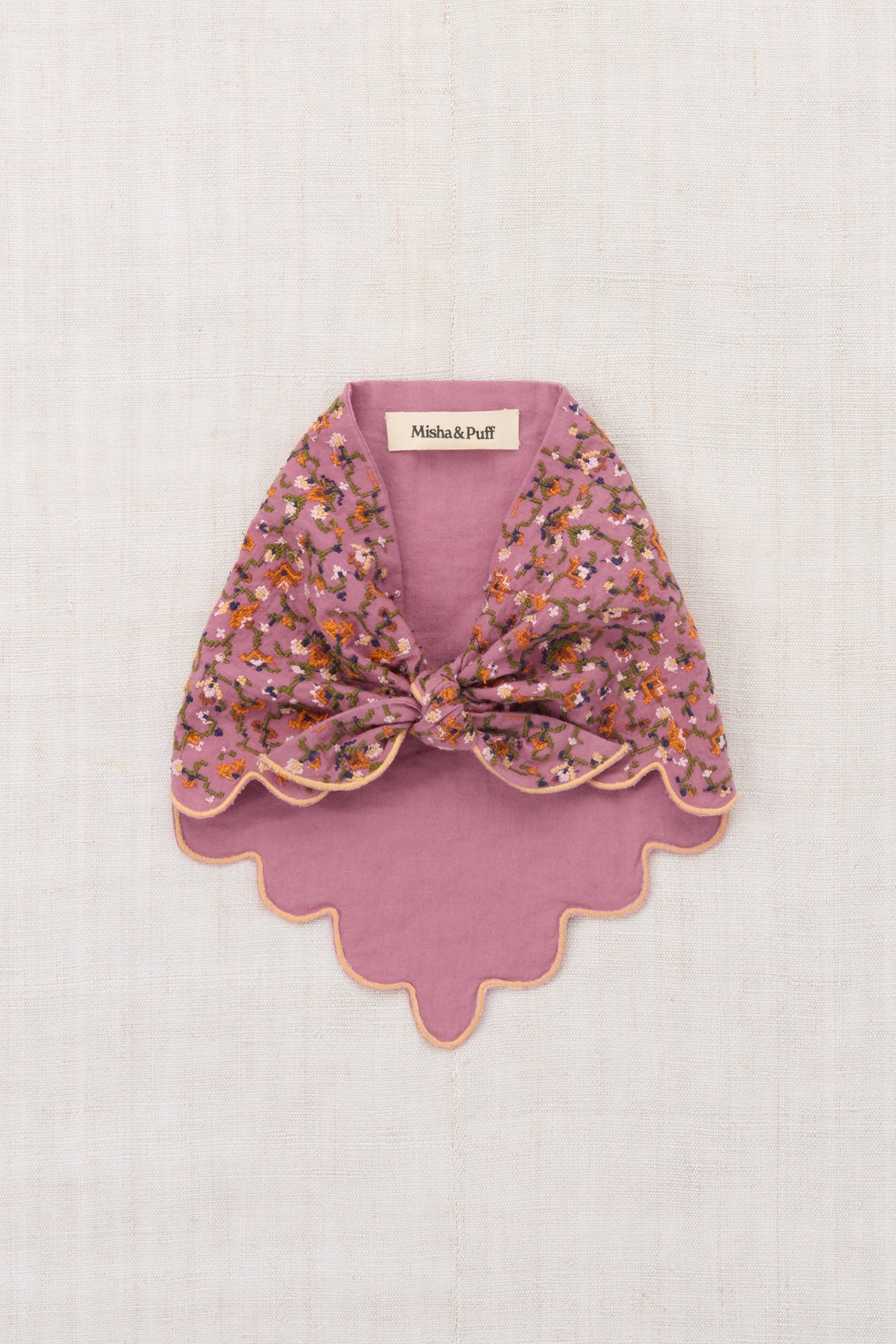 Embroidered Scallop Scarf - Antique Rose