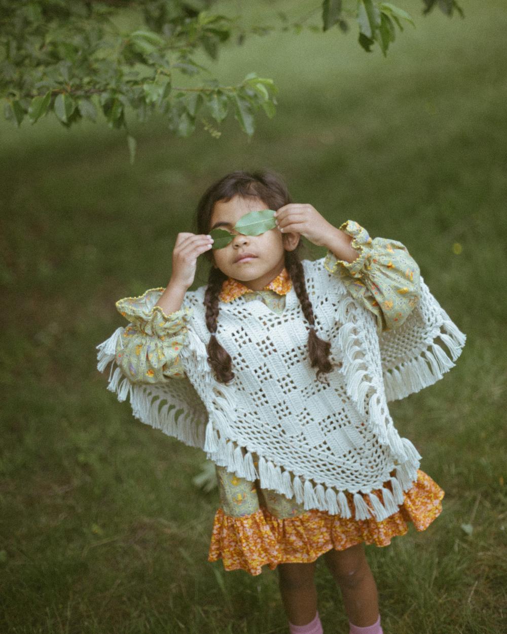 Crochet top poncho dress