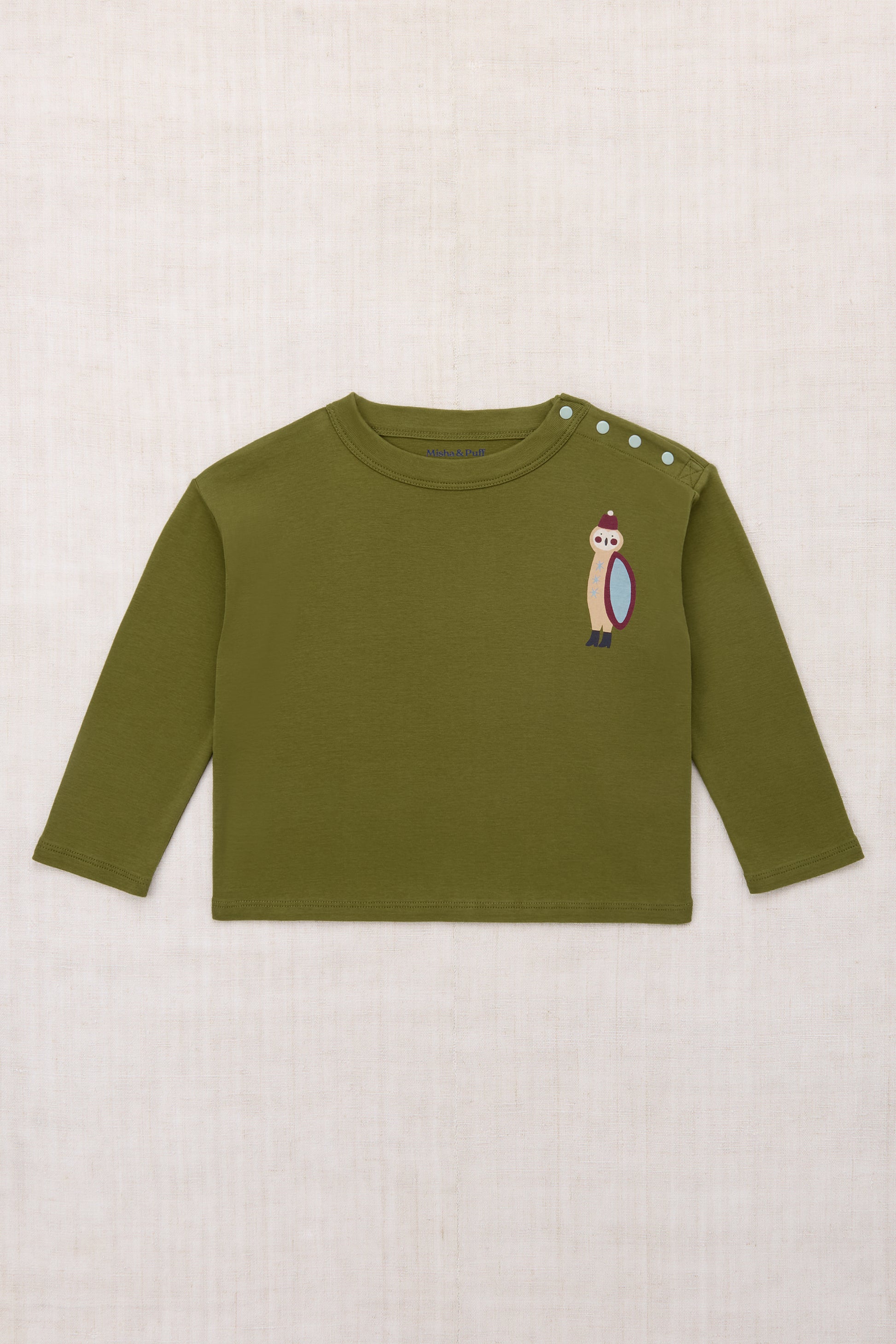 Grand-Duc Long Sleeve Boxy Top - Nori