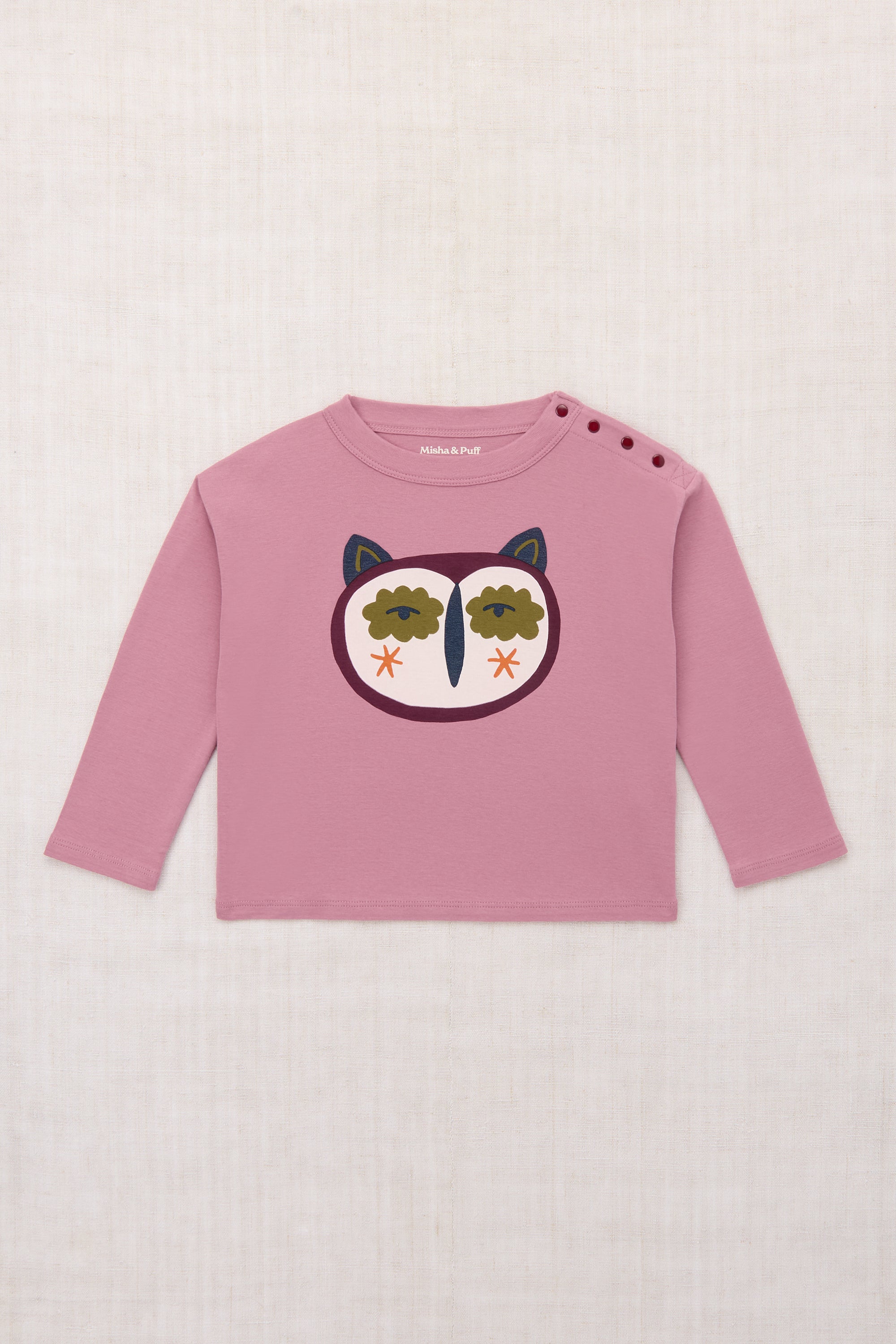 Hibou Long Sleeve Boxy Top - Antique Rose