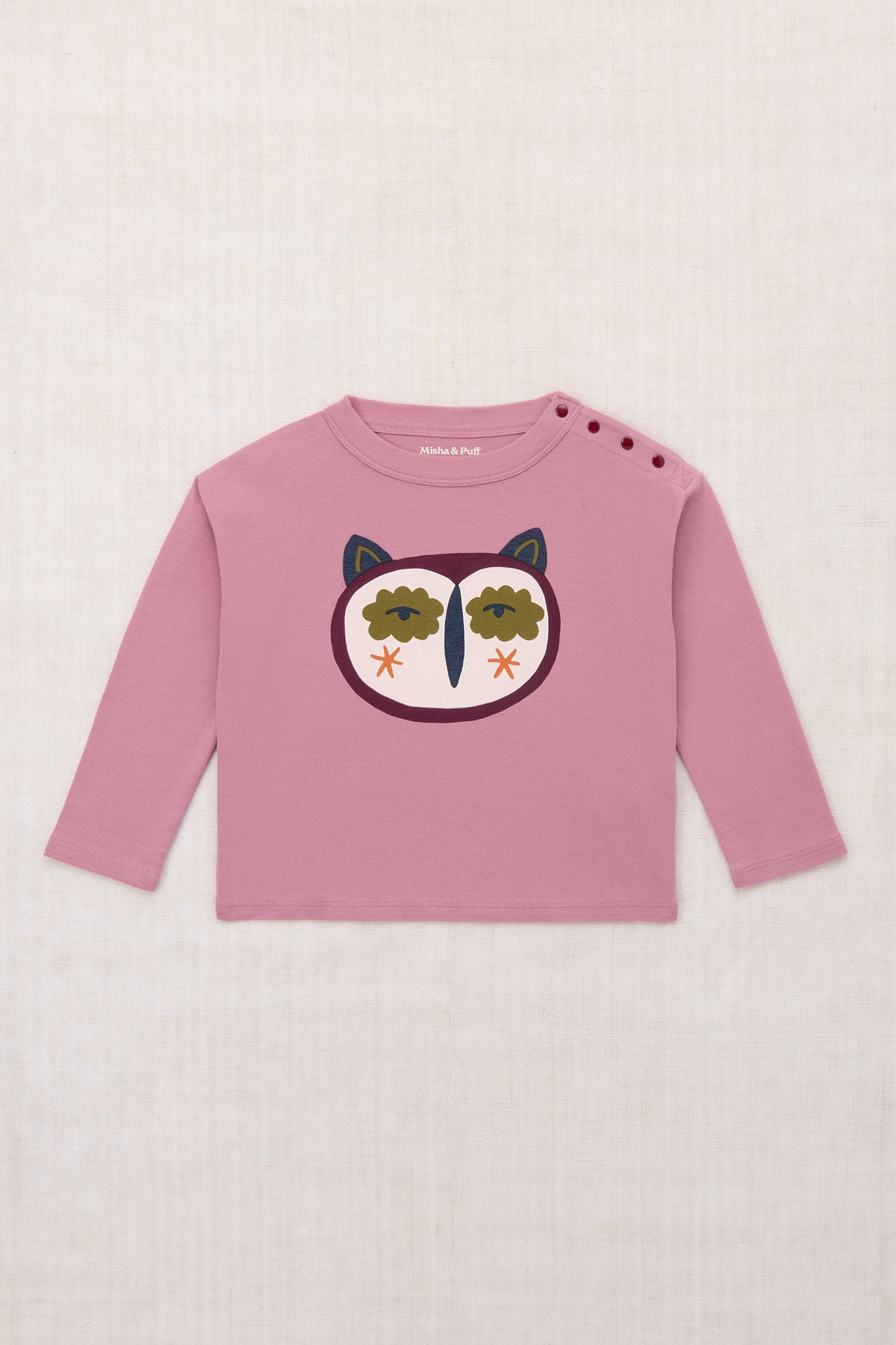 Hibou Long Sleeve Boxy Top - Antique Rose