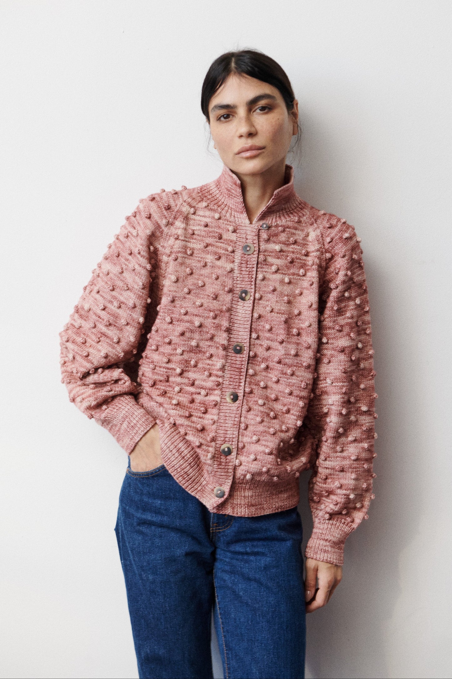 Popcorn Polo Cardigan