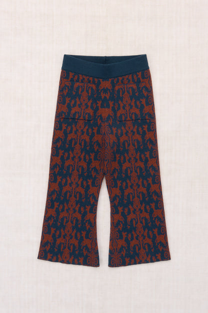Izzy Pant - Marine Blue Fauna Tapestry Jacquard
