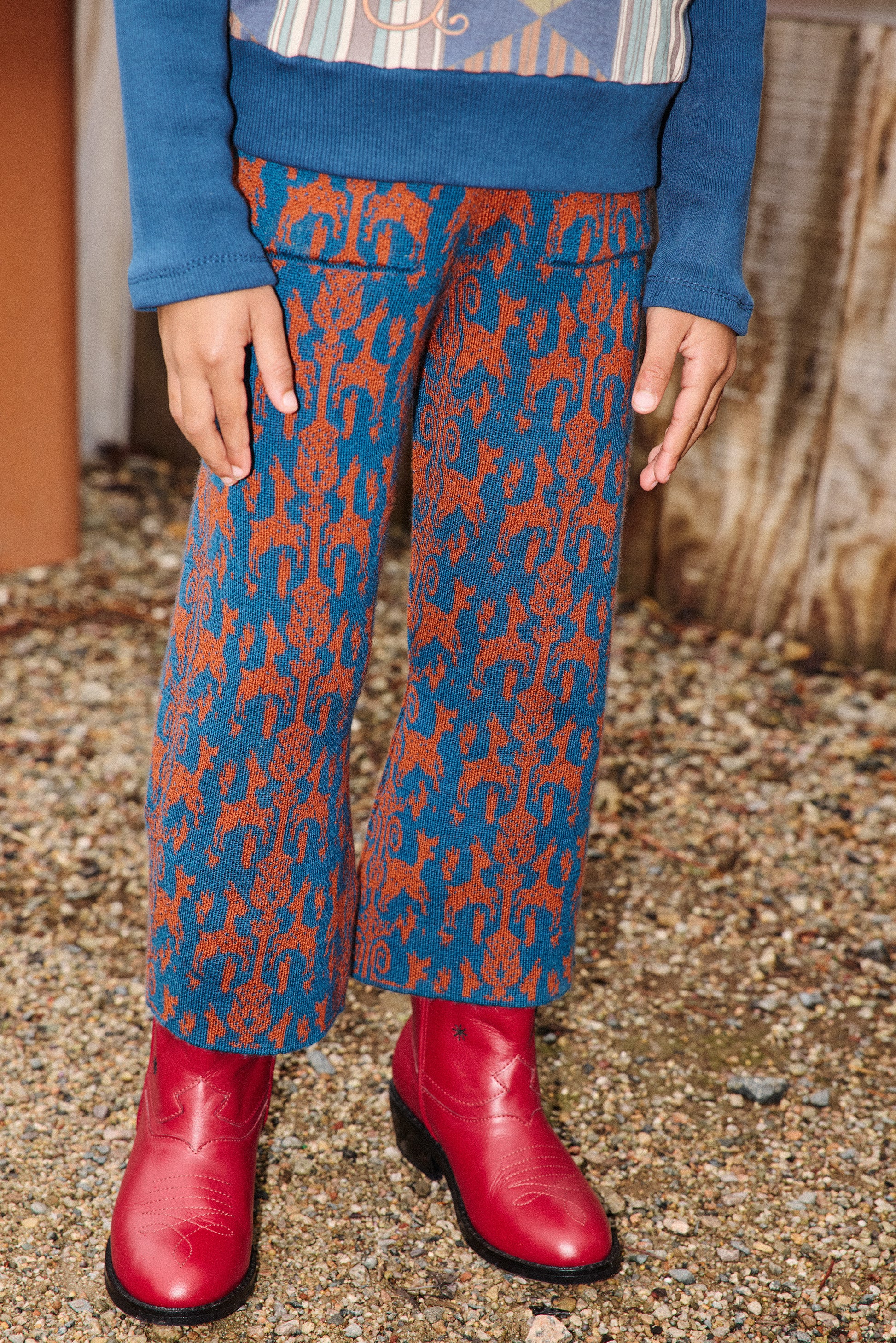 Izzy Pant - Marine Blue Fauna Tapestry Jacquard