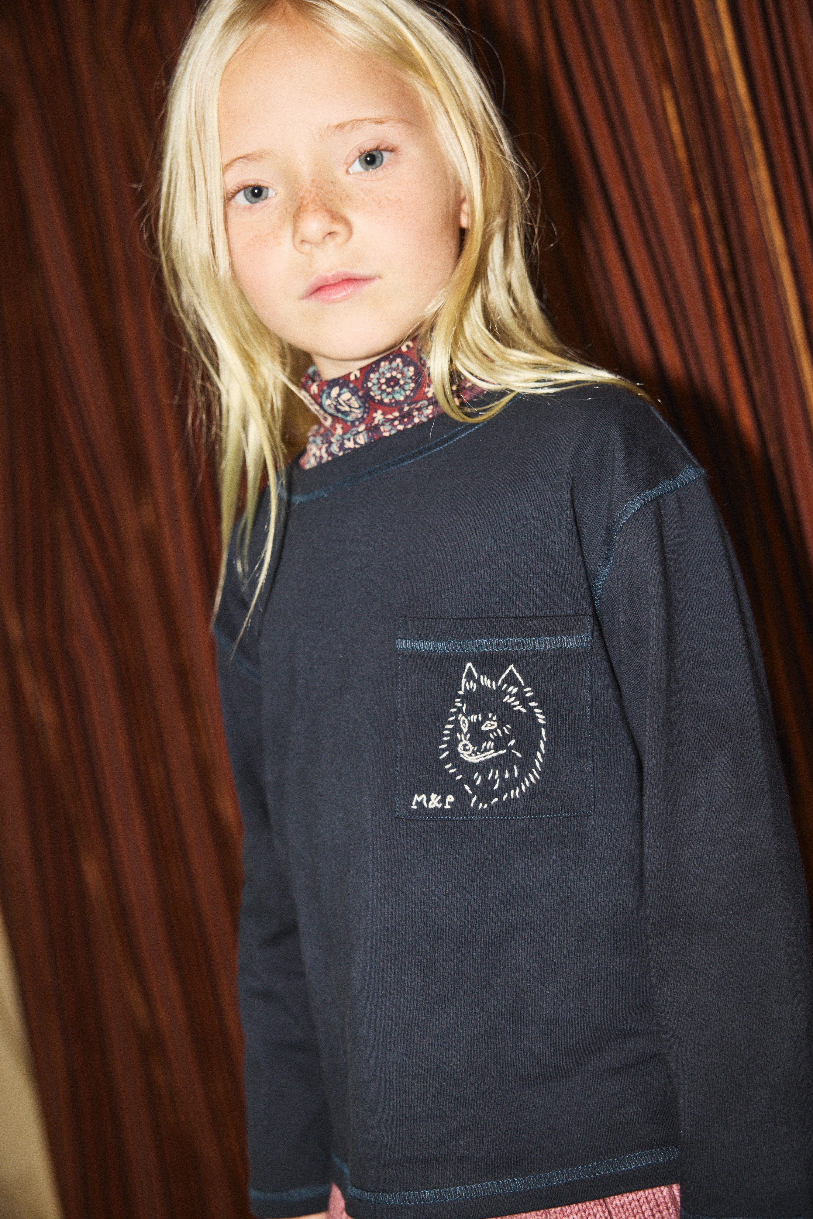 トップス Misha & Puff DOG RIGER TEE 2Y Misha & Puff-Kids Dog Collage Riger Tee Marzipan