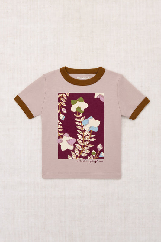 Kikyo Flower Ringer Tee - Turtledove