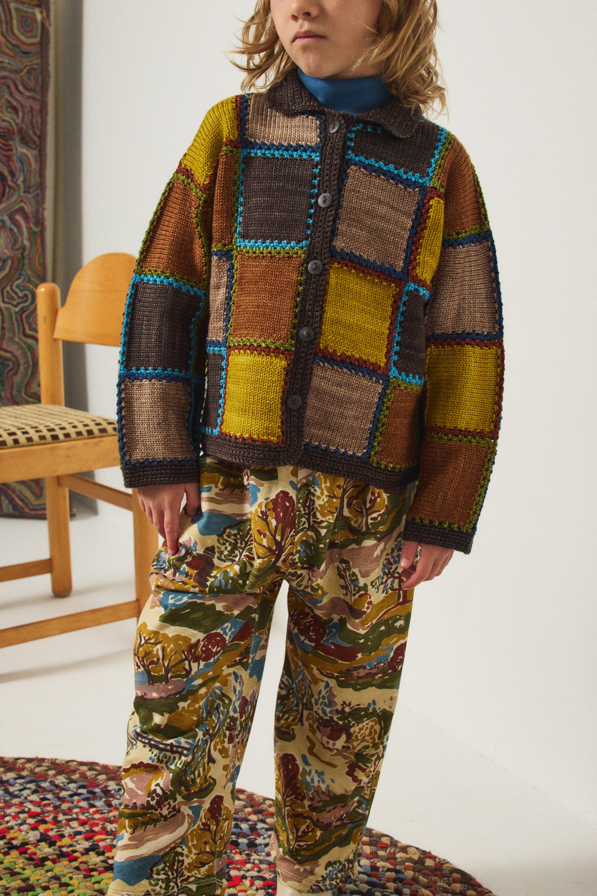 Ladder Square Cardigan - Bark