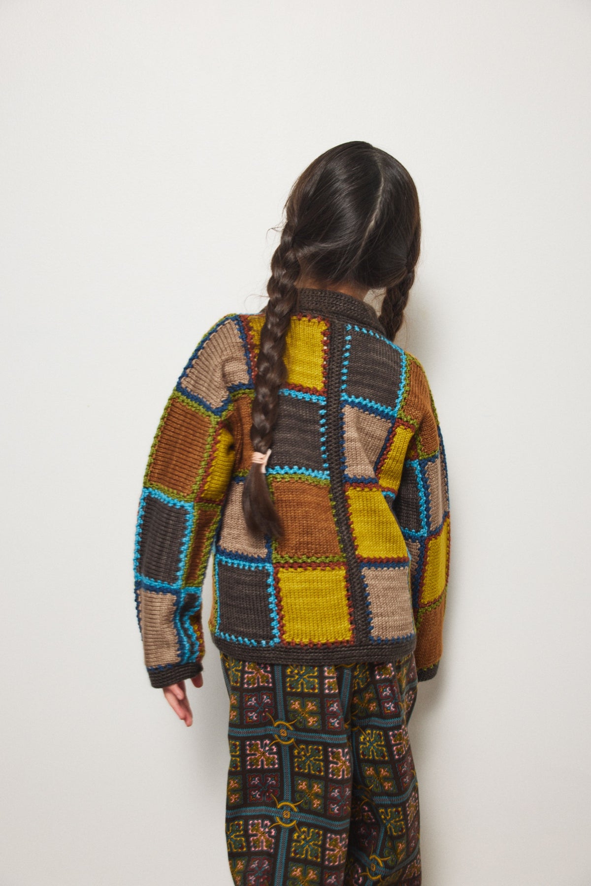 Ladder Square Cardigan - Bark