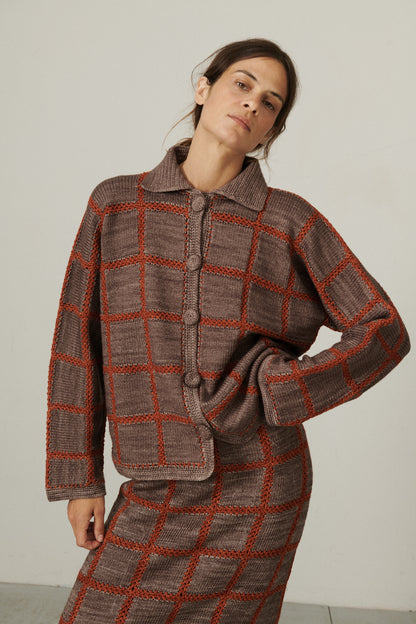 Ladder Square Cardigan - Mink