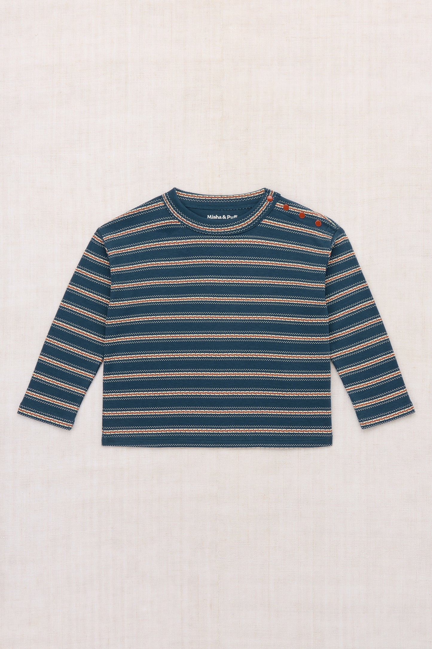 Long Sleeve Boxy Top - Marine Blue Sgraffito