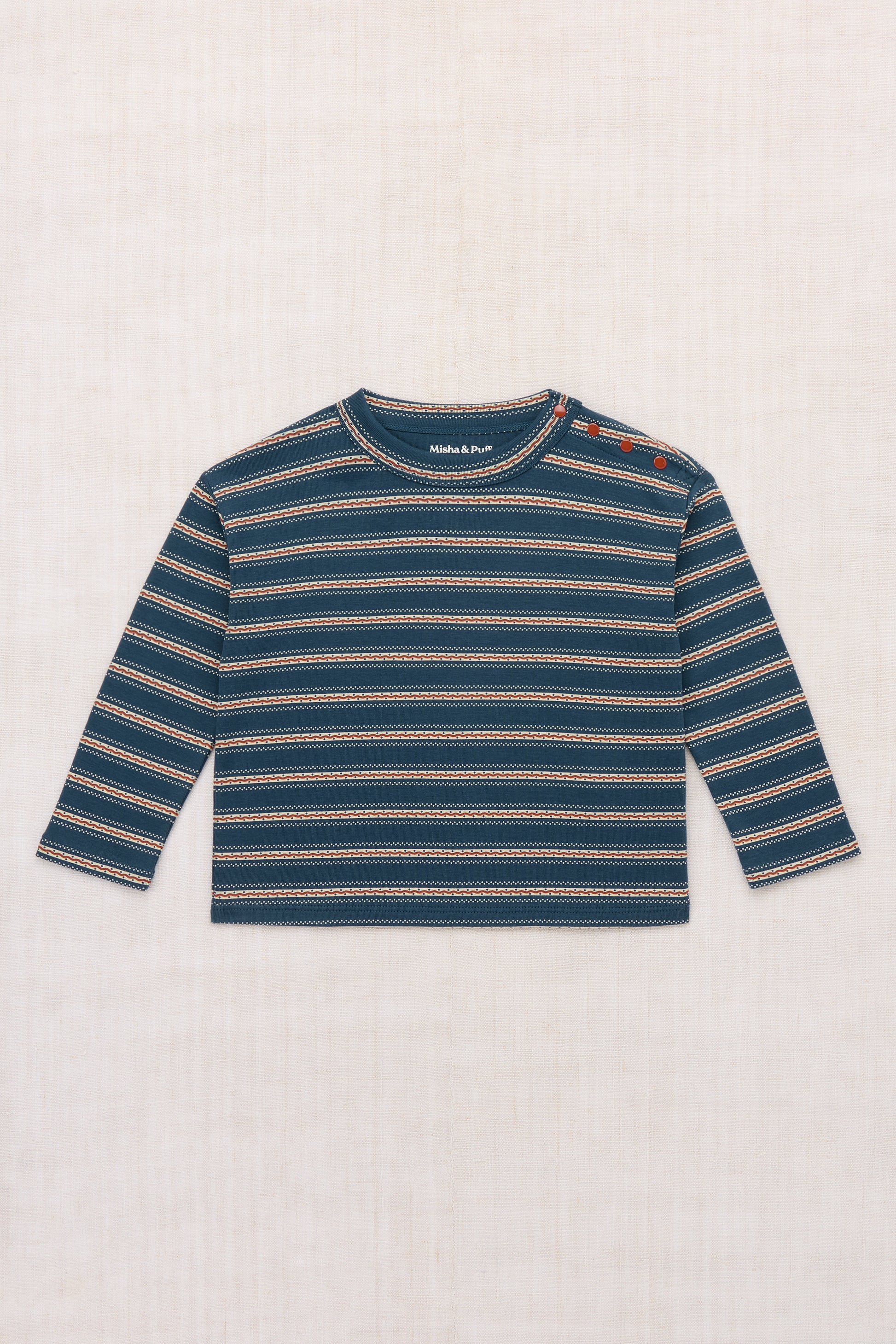 Long Sleeve Boxy Top - Marine Blue Sgraffito