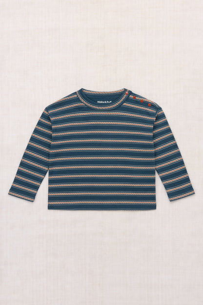 Long Sleeve Boxy Top - Marine Blue Sgraffito
