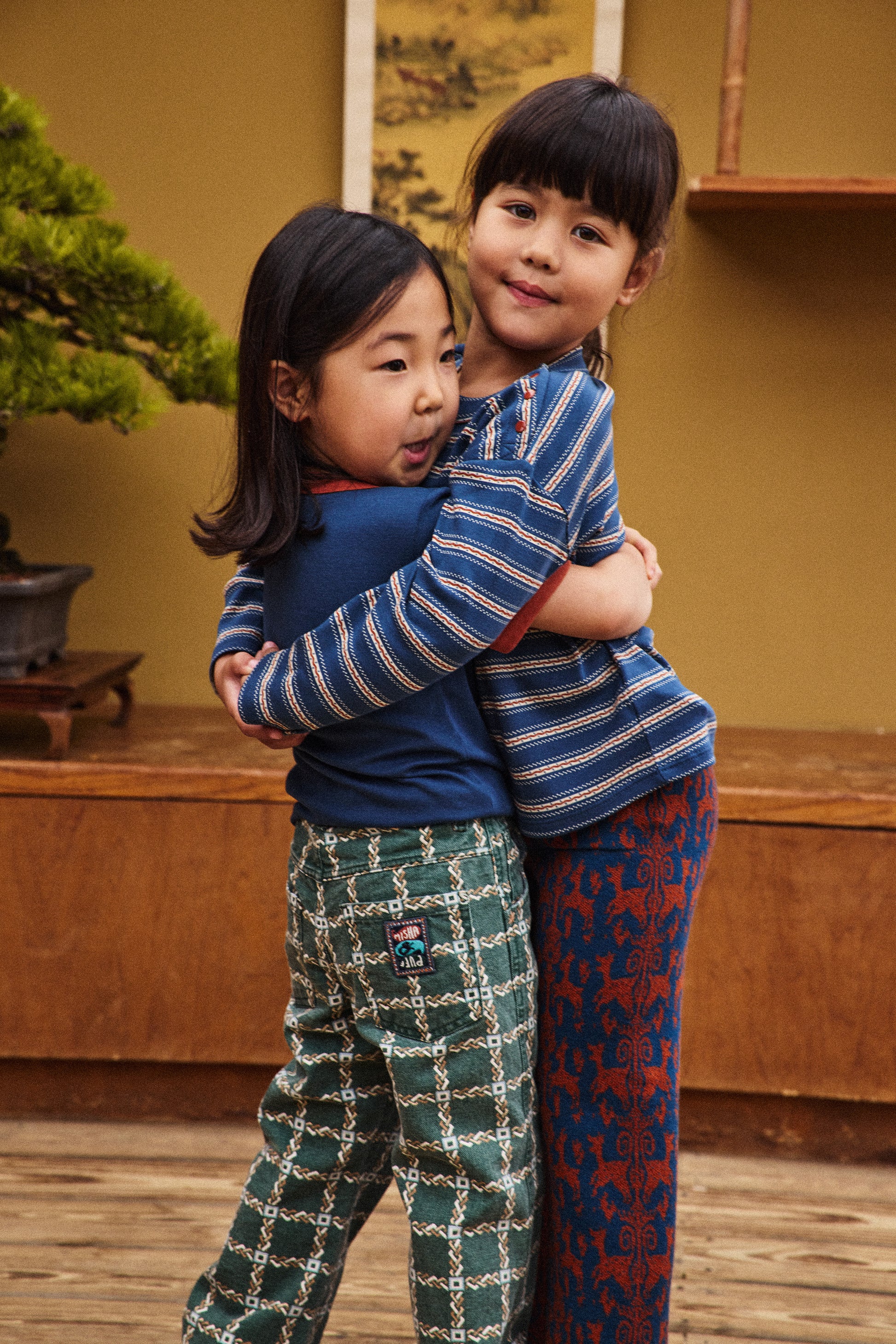 Long Sleeve Boxy Top - Marine Blue Sgraffito