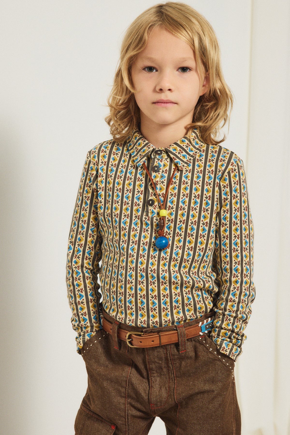 Long Sleeve Polo - Alabaster Gallup