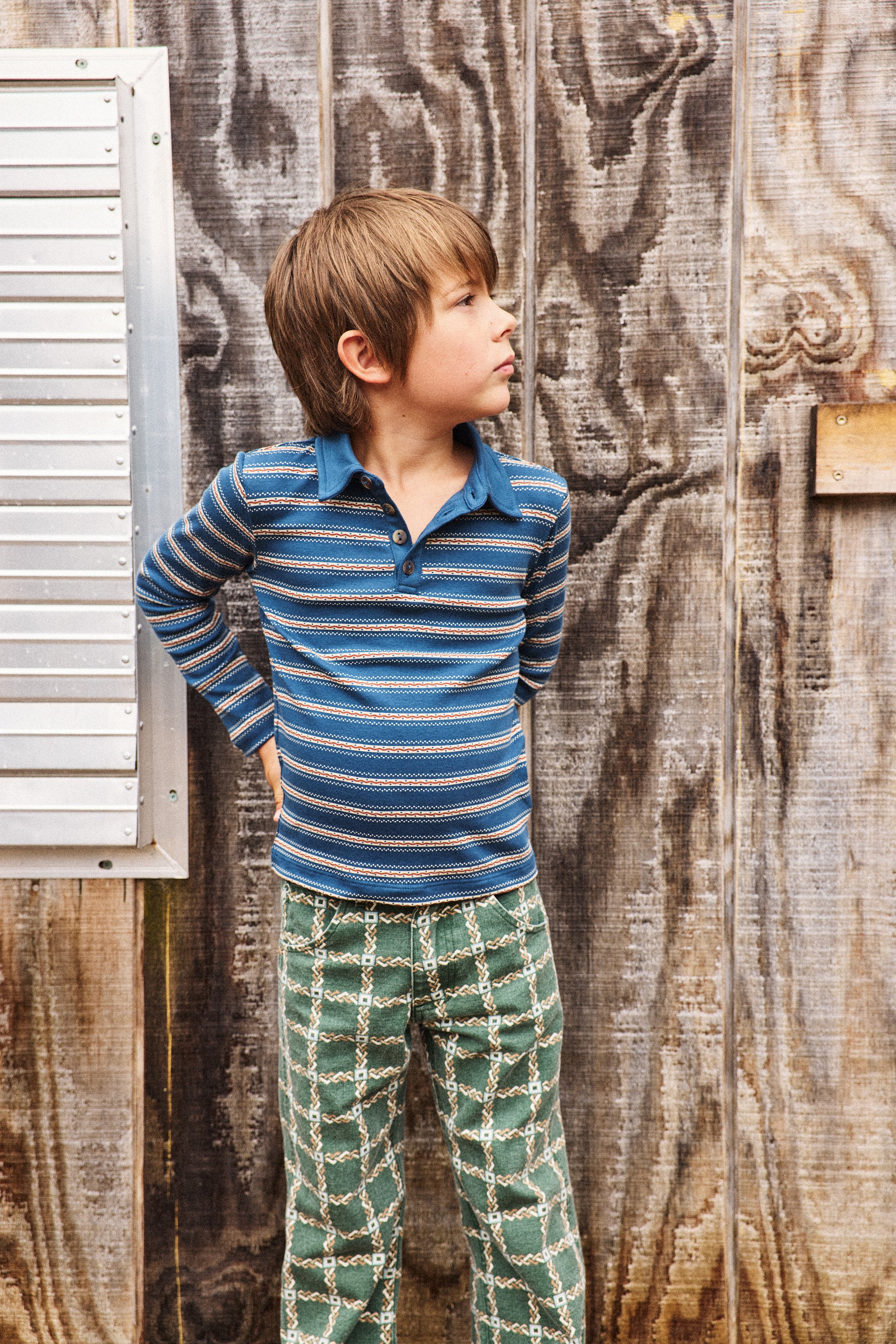 Long Sleeve Polo - Marine Blue Sgraffito